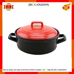 Nồi sứ dùng cho bếp từ ROYALCOOKS Canalis 1.5L – Nắp đỏ (RC-CAN2009)